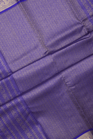 Traditional Zari Buttas Indigo Blue Kanchipuram Silk Saree