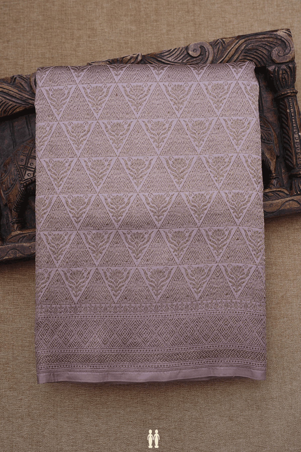 Triangle With Floral Design Dusty Pink Banarasi Silk Saree