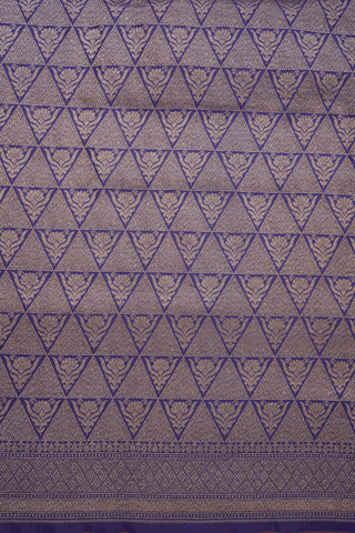 Triangle With Floral Design Navy Blue Banarasi Silk Saree