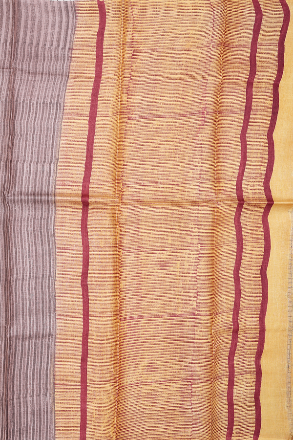 Tussar Silk Saree In Beige With Checks Design