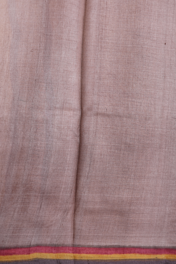 Tussar Silk Saree In Beige With Checks Design