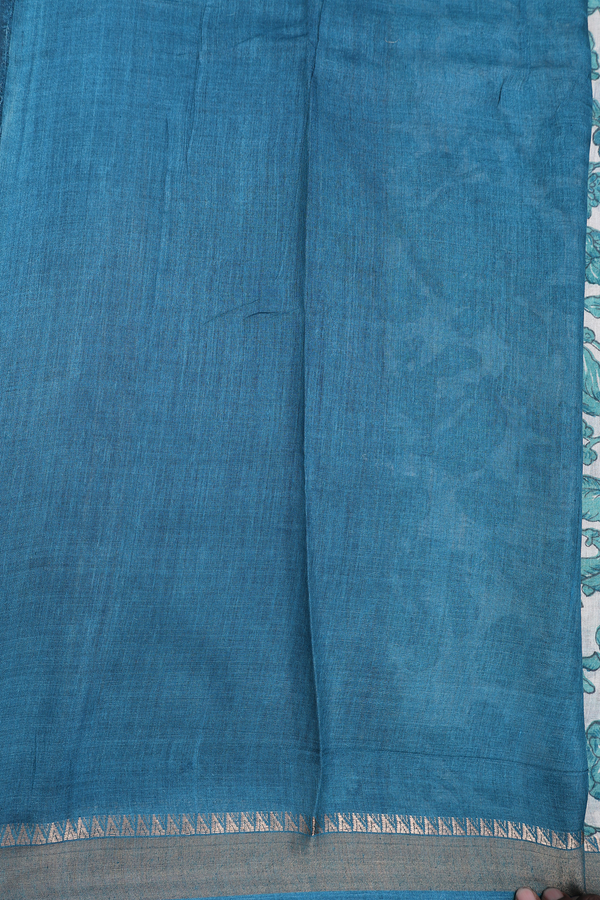 Tussar Silk Saree In Beige With Floral Design