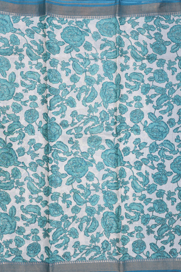 Tussar Silk Saree In Beige With Floral Design