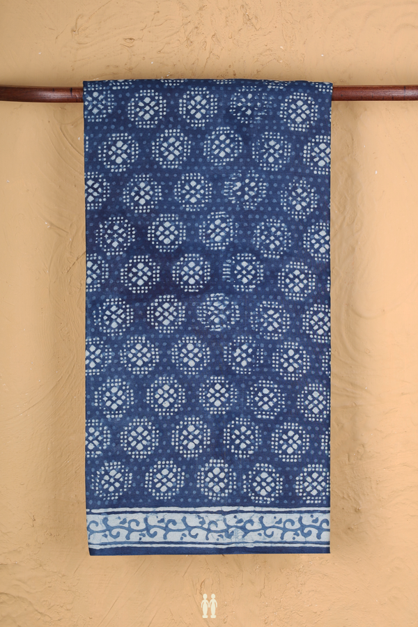 Tussar Silk Saree In Berry Blue With Printed Design