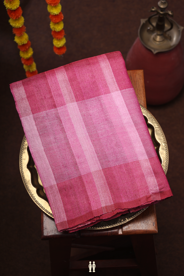 Tussar Silk Saree In Berry Purple With Stripes Design