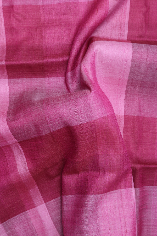 Tussar Silk Saree In Berry Purple With Stripes Design