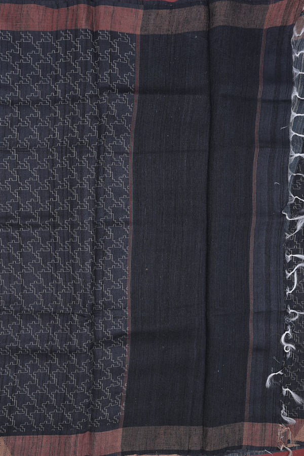 Tussar Silk Saree In Black With Allover Design