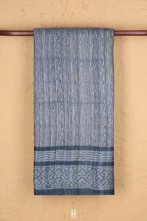 Tussar Silk Saree In Blue With Allover Design