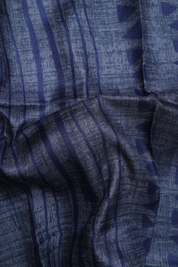 Tussar Silk Saree In Blue With Allover Design