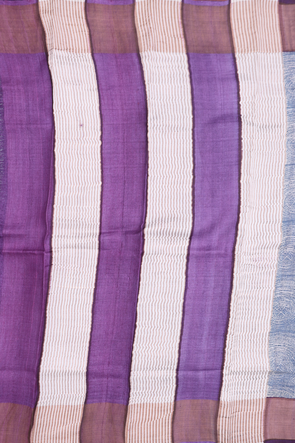 Tussar Silk Saree In Blue With Printed Design