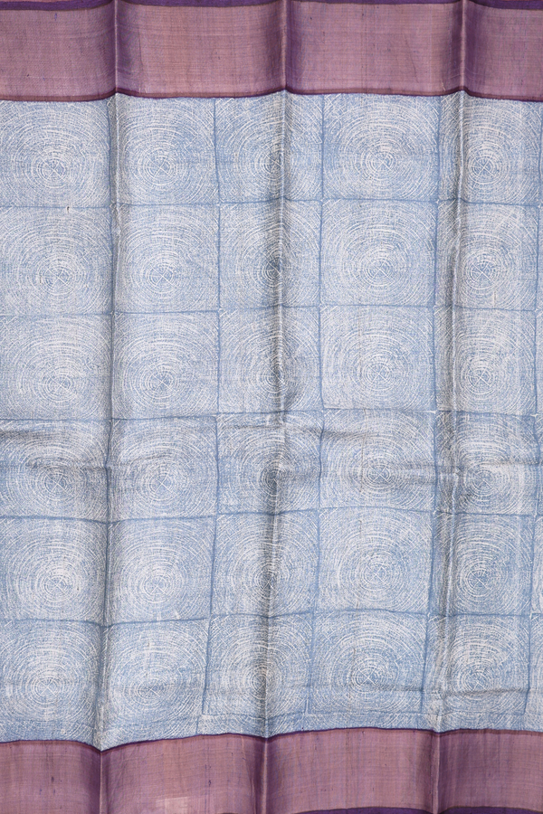 Tussar Silk Saree In Blue With Printed Design