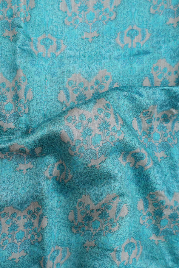 Tussar Silk Saree In Blue With Printed Design