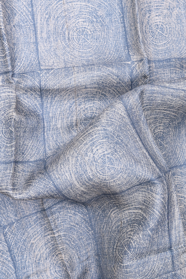 Tussar Silk Saree In Blue With Printed Design