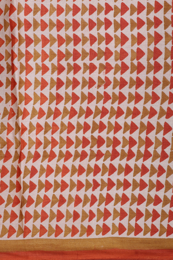 Tussar Silk Saree In Brown With Chevron Design