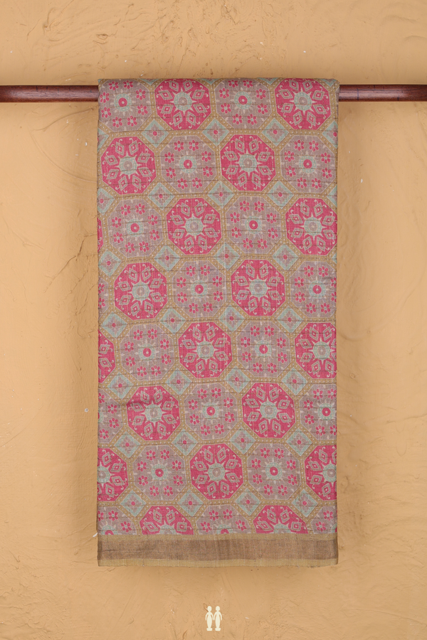 Tussar Silk Saree In Brown With Printed Design