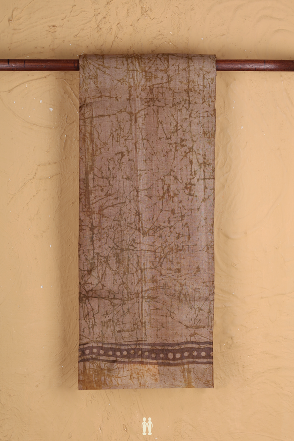 Tussar Silk Saree In Brown With Printed Design