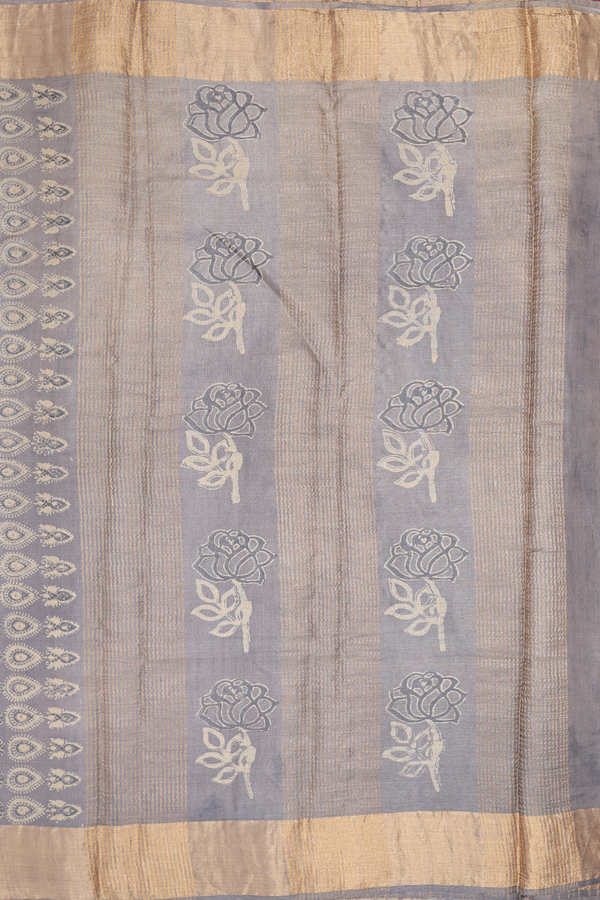 Tussar Silk Saree In Brown With Printed Design