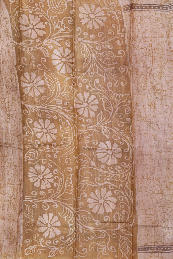 Tussar Silk Saree In Brown With Printed Design