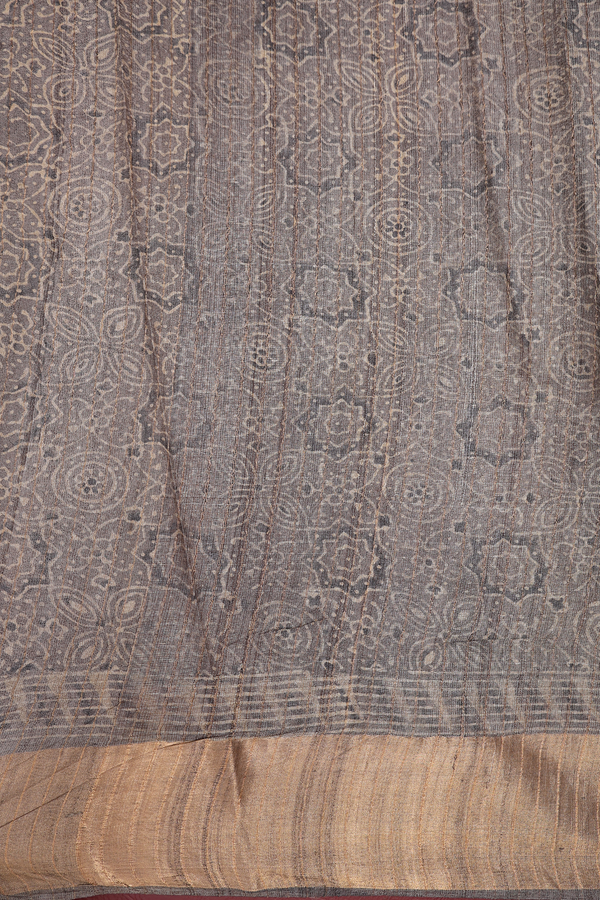 Tussar Silk Saree In Brown With Printed Design