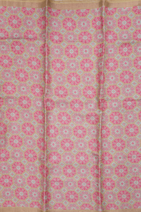 Tussar Silk Saree In Brown With Printed Design