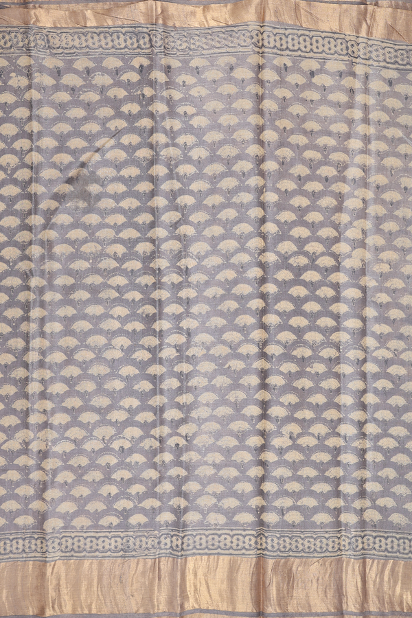 Tussar Silk Saree In Brown With Printed Design