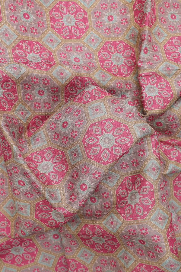 Tussar Silk Saree In Brown With Printed Design