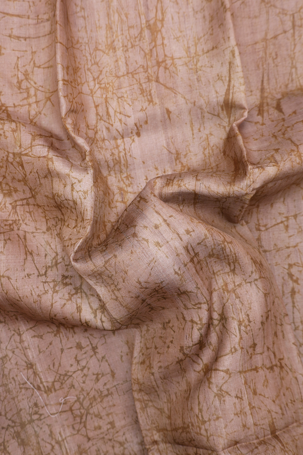 Tussar Silk Saree In Brown With Printed Design