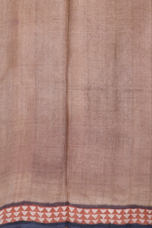 Tussar Silk Saree In Brown With Stripes Design