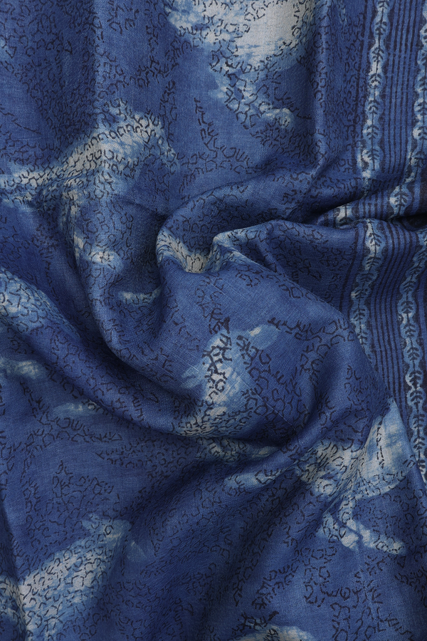 Tussar Silk Saree In Capri Blue With Printed Design