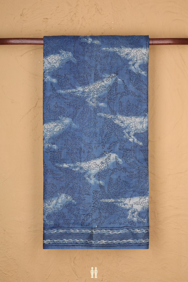 Tussar Silk Saree In Capri Blue With Printed Design