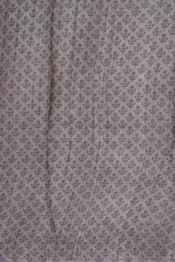 Tussar Silk Saree In Charcoal Grey With Diamond Design