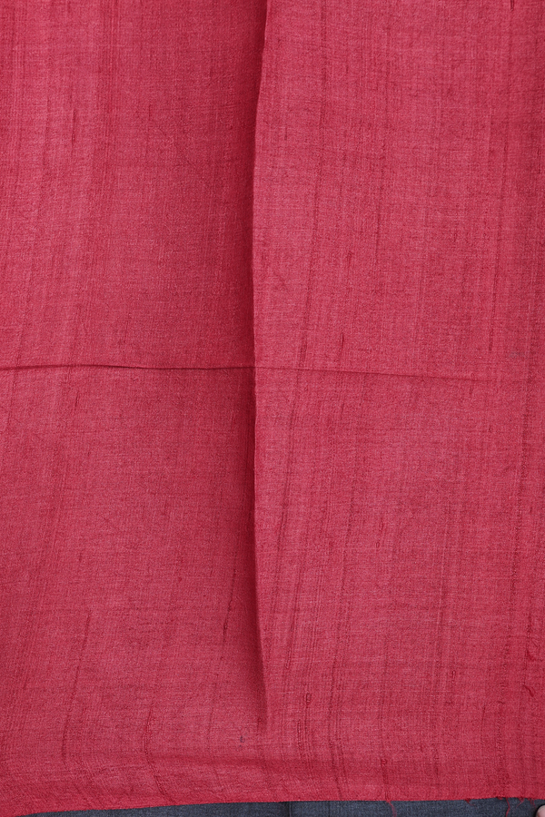 Tussar Silk Saree In Charcoal Grey With Floral Design