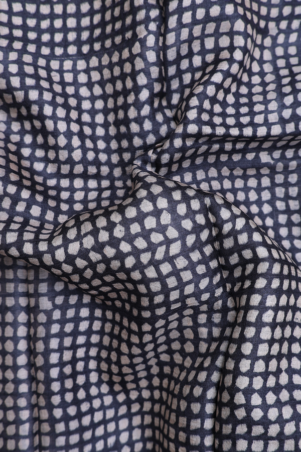 Tussar Silk Saree In Charcoal Grey With Printed Design