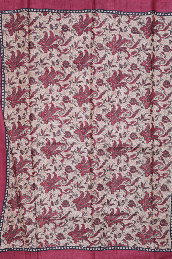 Tussar Silk Saree In Cocoa Brown With Diamond Design