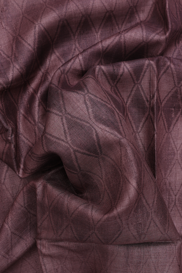 Tussar Silk Saree In Cocoa Brown With Diamond Design