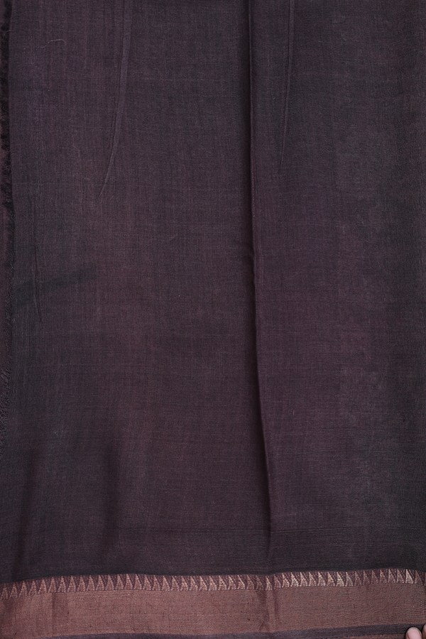 Tussar Silk Saree In Dark Oak Brown With Floral Design