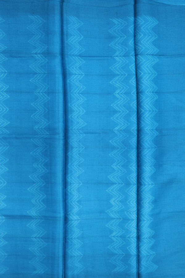 Tussar Silk Saree In Deep Sky Blue With Shibori Design