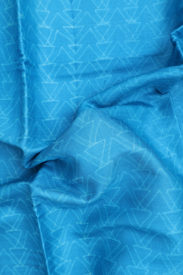Tussar Silk Saree In Deep Sky Blue With Shibori Design