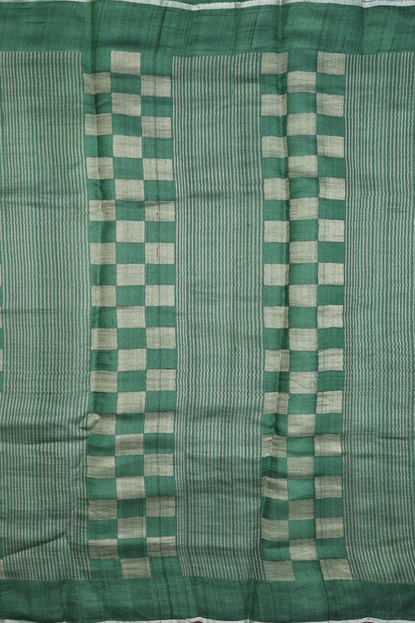 Tussar Silk Saree In Green With Allover Design