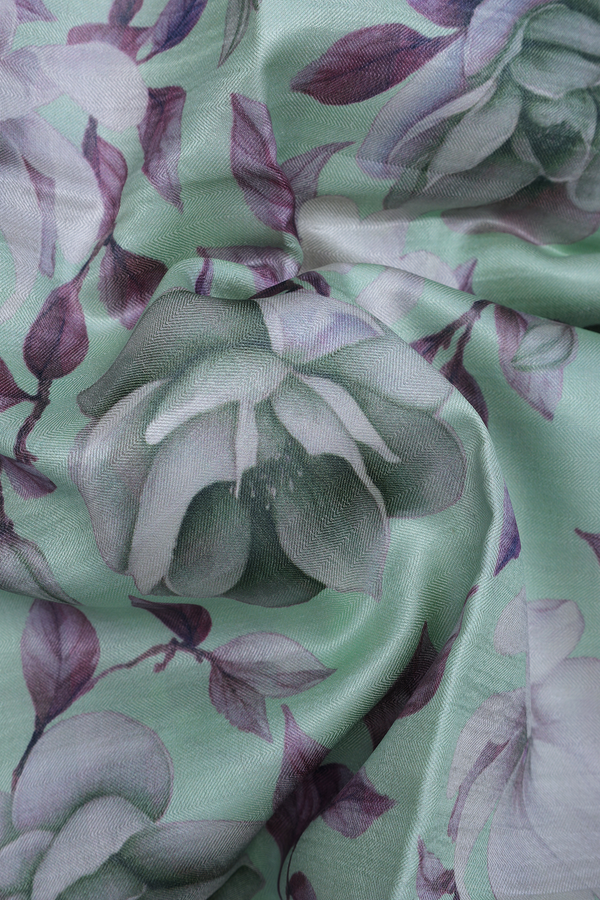 Tussar Silk Saree In Green With Floral Design