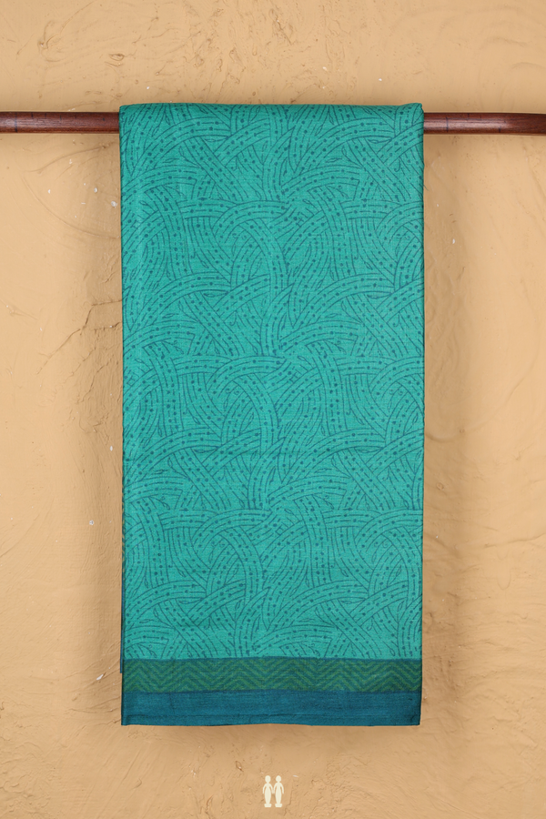 Tussar Silk Saree In Green With Printed Design