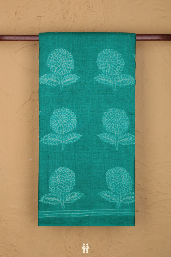 Tussar Silk Saree In Green With Shibori Design