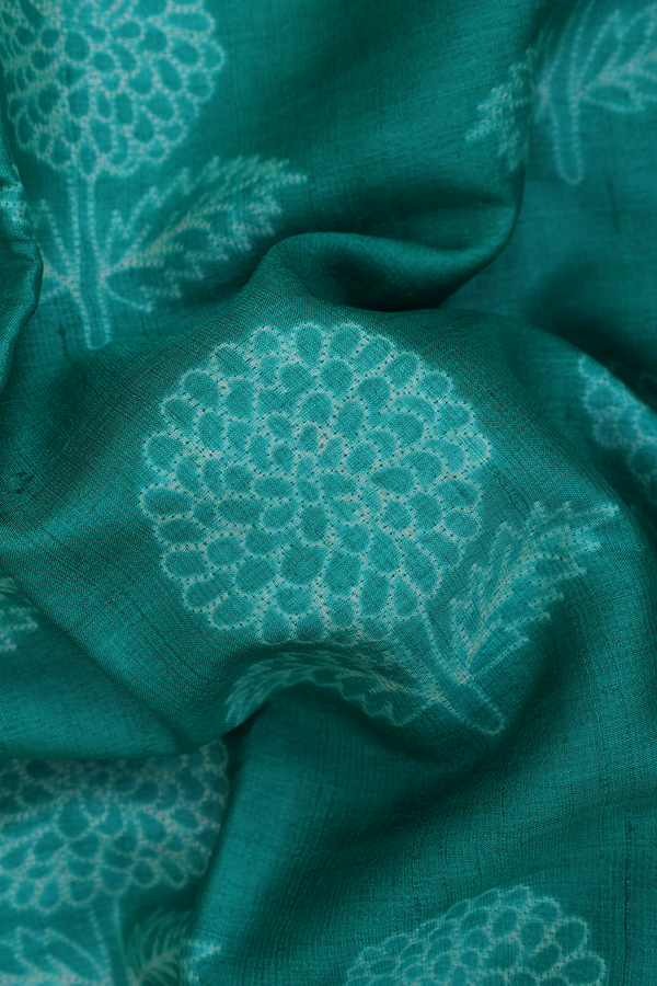 Tussar Silk Saree In Green With Shibori Design