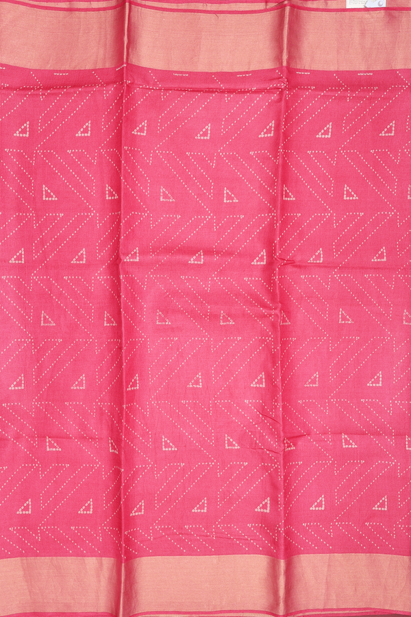 Tussar Silk Saree In Hibiscus Red With Allover Design