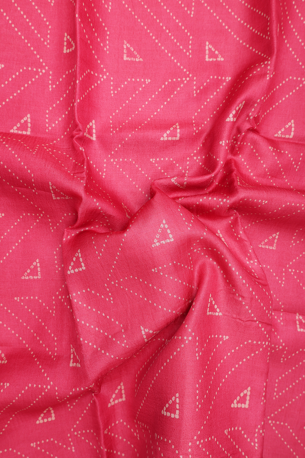 Tussar Silk Saree In Hibiscus Red With Allover Design