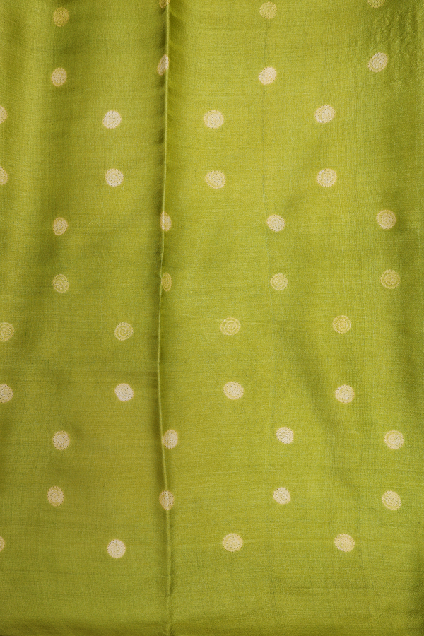 Tussar Silk Saree In Lime Green With Shibori Design