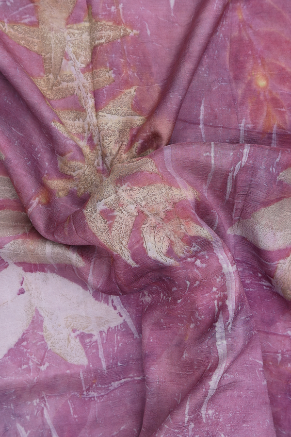 Tussar Silk Saree In Mauve With Printed Design