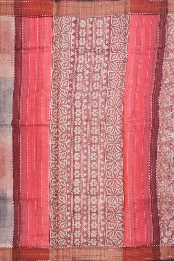 Tussar Silk Saree In Multicolor With Allover Design