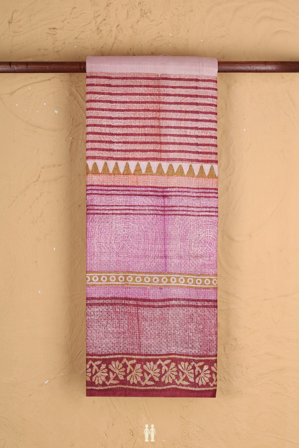Tussar Silk Saree In Multicolor With Stripes Design