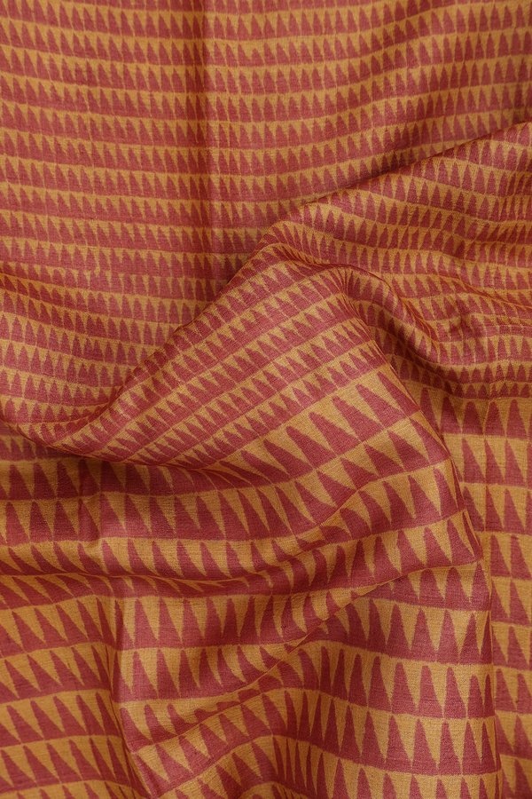 Tussar Silk Saree In Mustard Orange With Printed Design